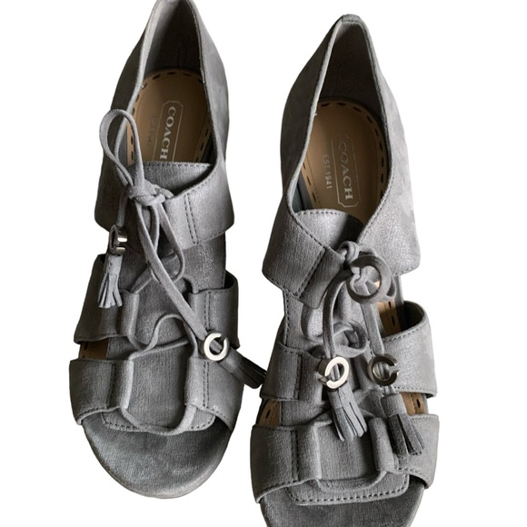 Like new Coach Teagan Shimmer leather slate sz 7 - Picture 7 of 8